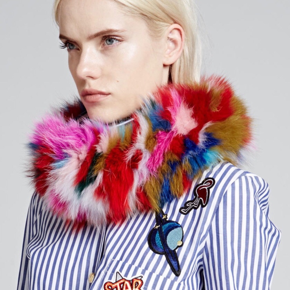 Jocelyn kaleidoscope fox fur scarf